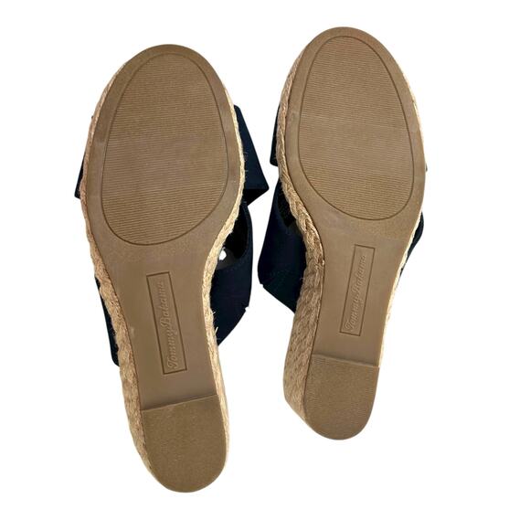 TOMMY BAHAMA Wedge Espadrille Cloth Sandal in Navy Blue & Beige Women's Size 10 - Picture 9 of 10